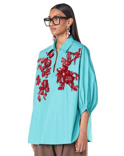 Bouquet Polo Batwing Shirt