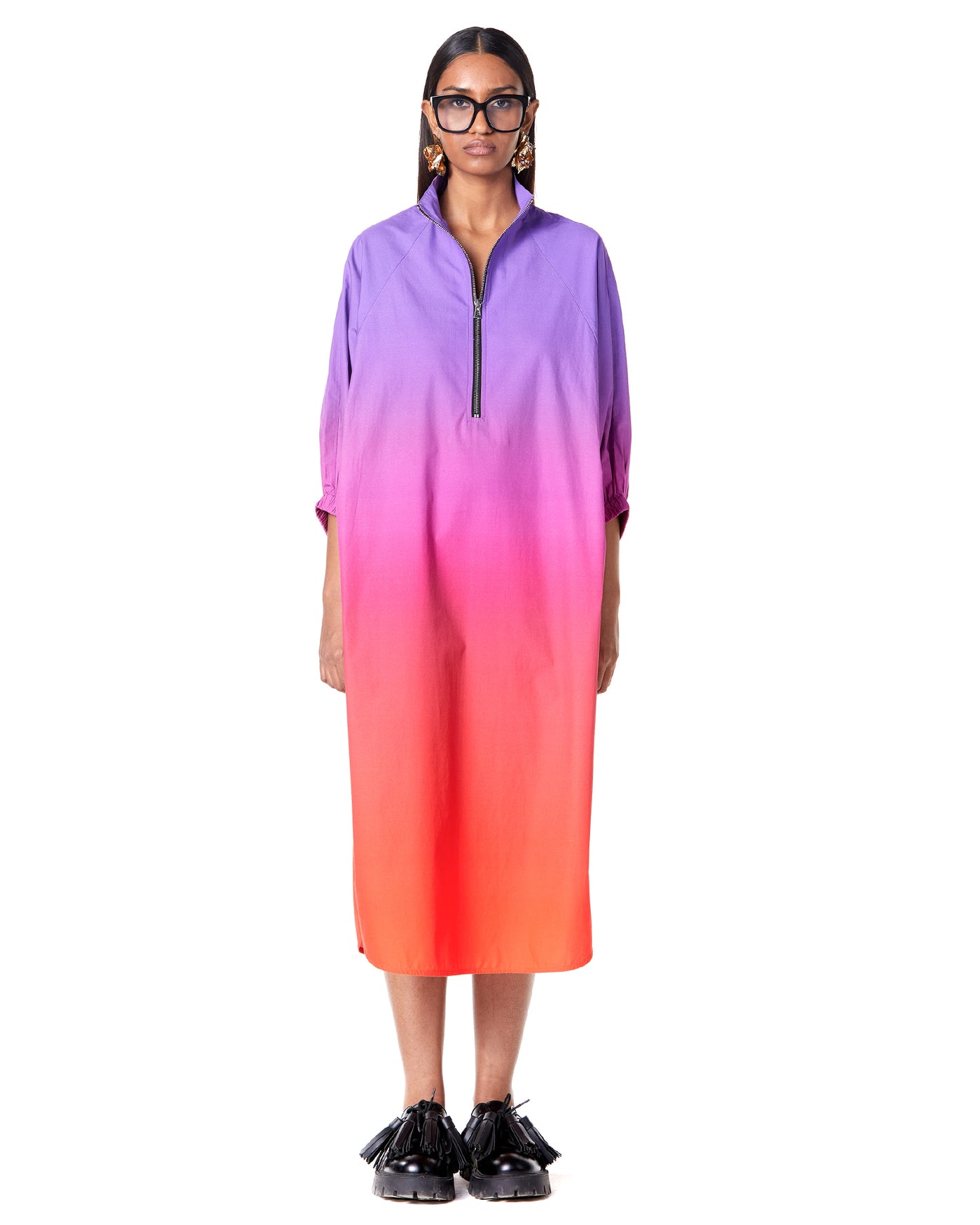 Dawn Zip-Up Polo Batwing Dress