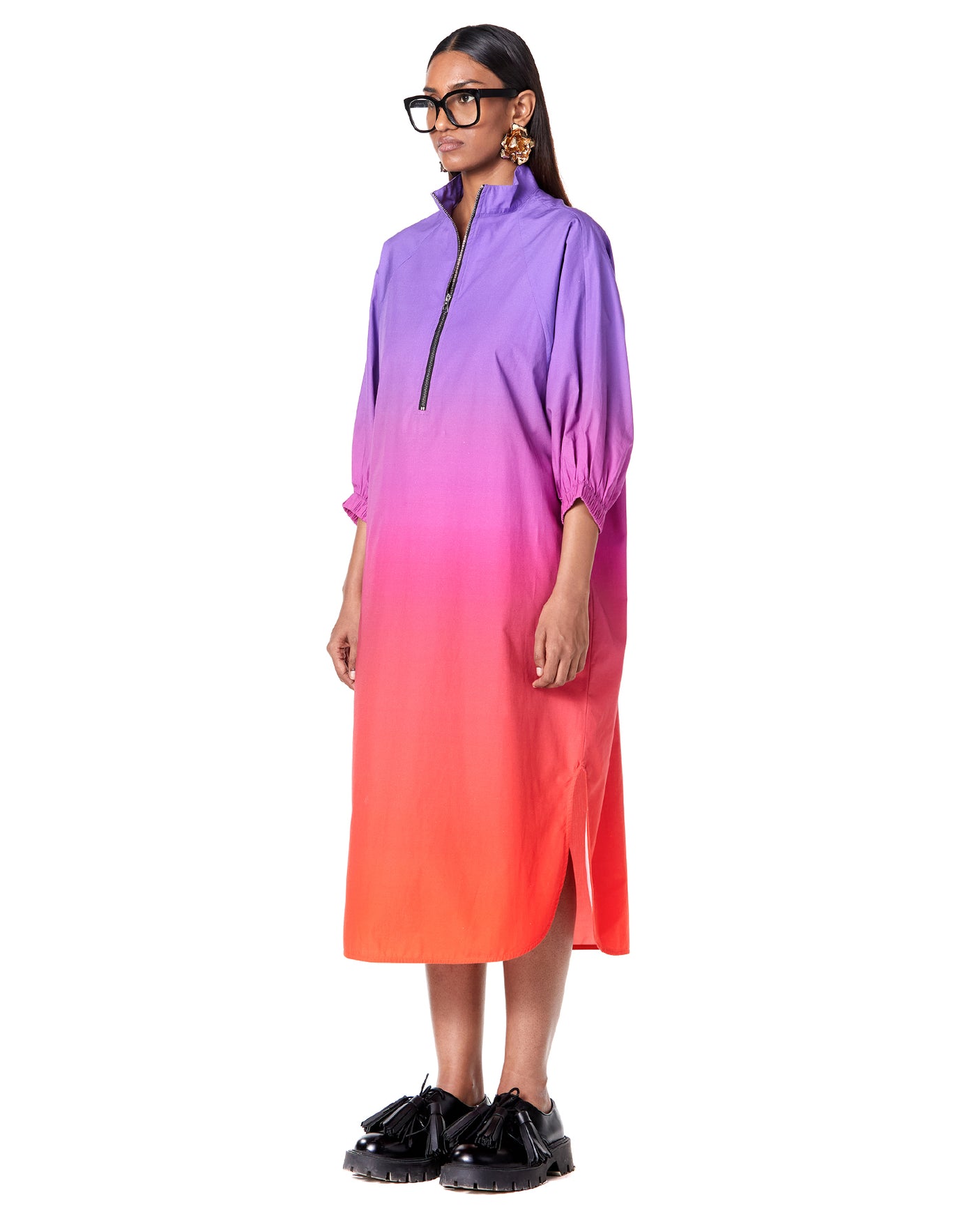 Dawn Zip-Up Polo Batwing Dress