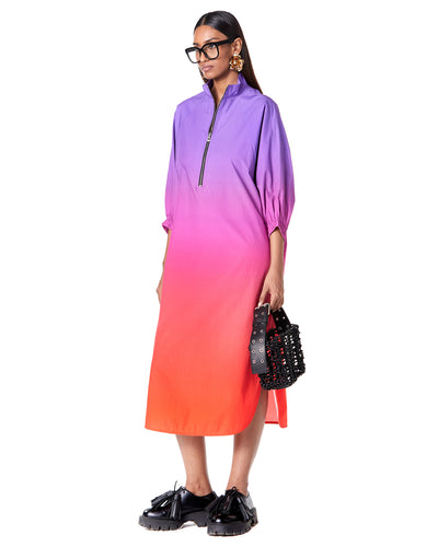 Dawn Zip-Up Polo Batwing Dress