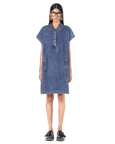 Washed Denim Golf Dress