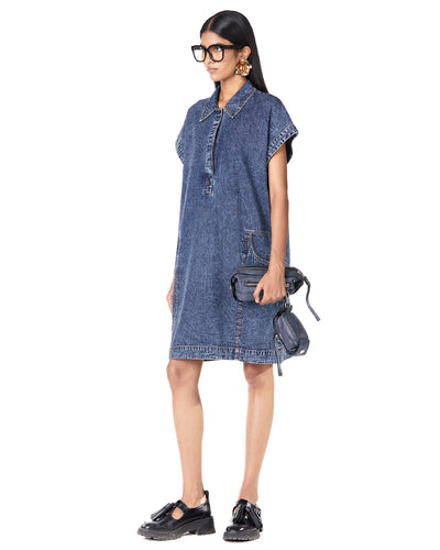 Washed Denim Golf Dress