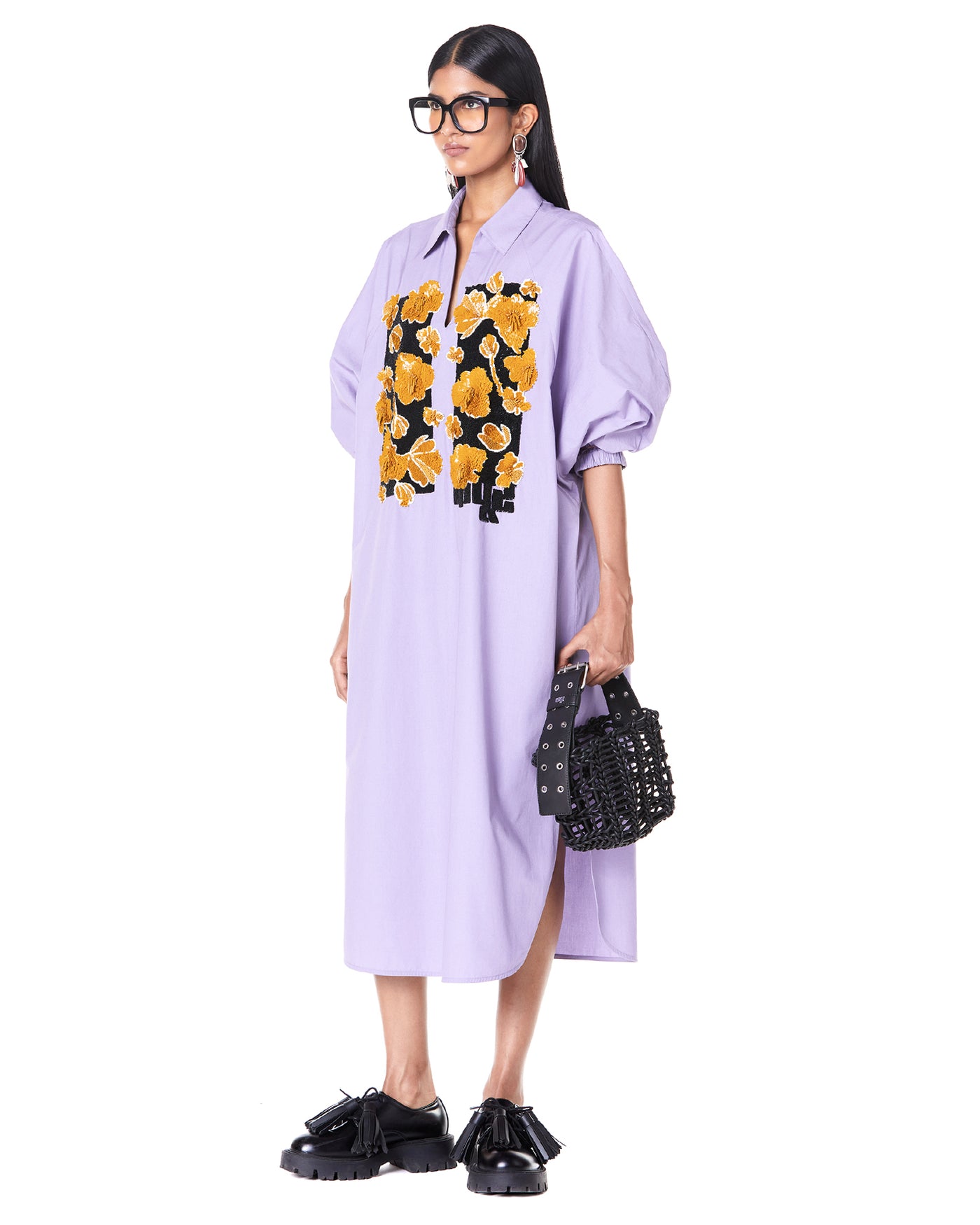 Double Fresco Batwing Shirt-Dress