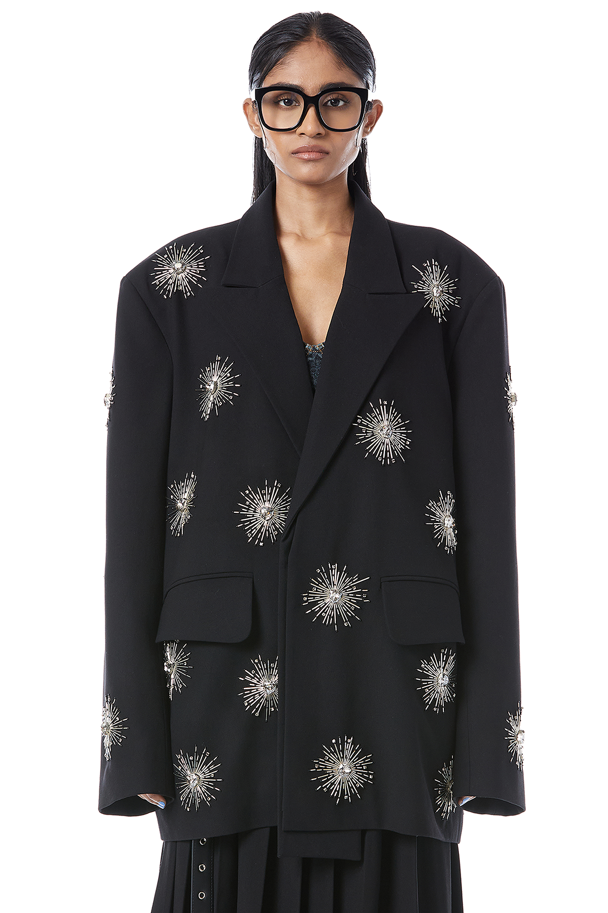 CROP CIRLES HAND EMBROIDERED BLAZER