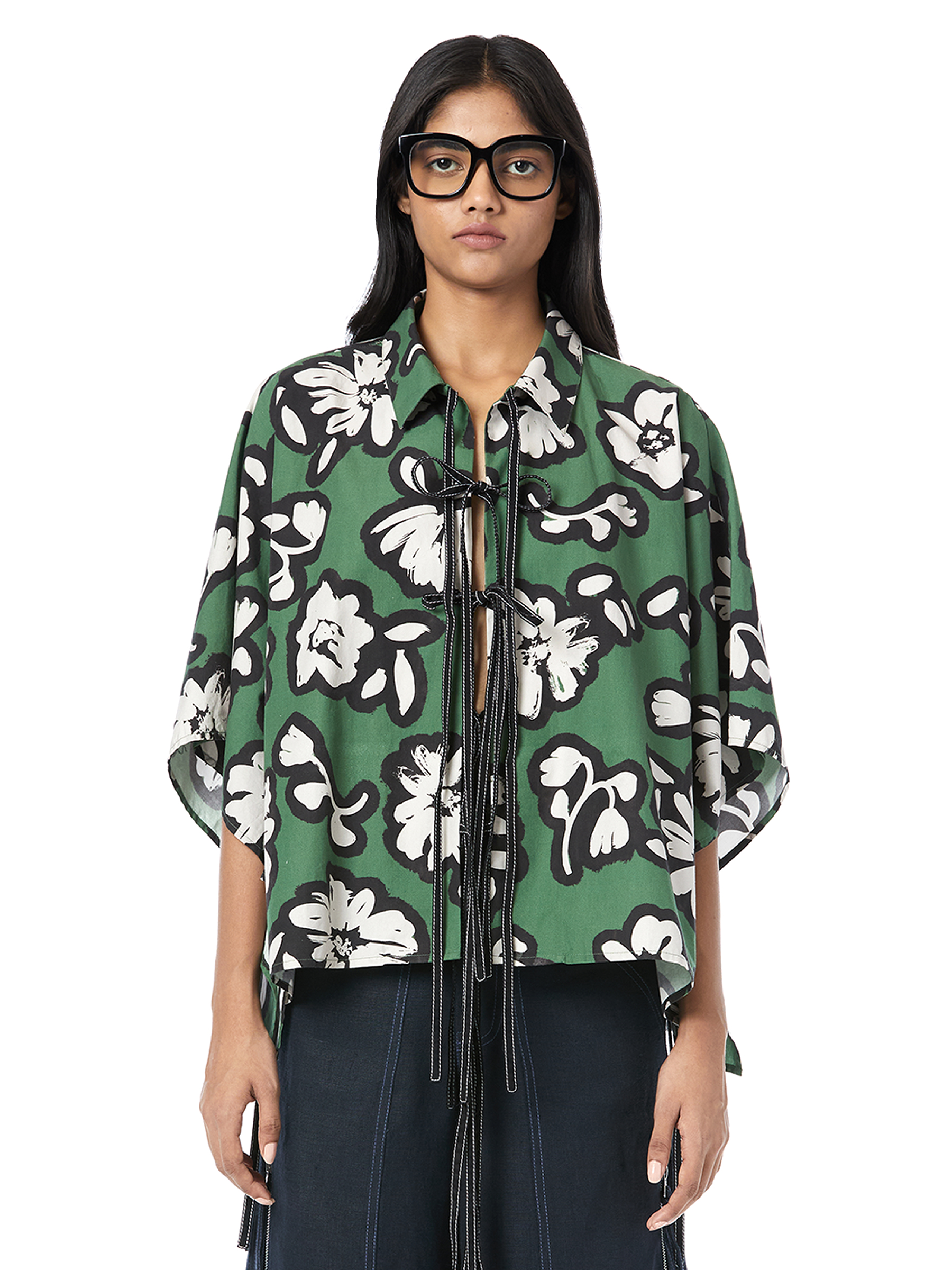 TIE-UP CROPPED KAFTAN SHIRT