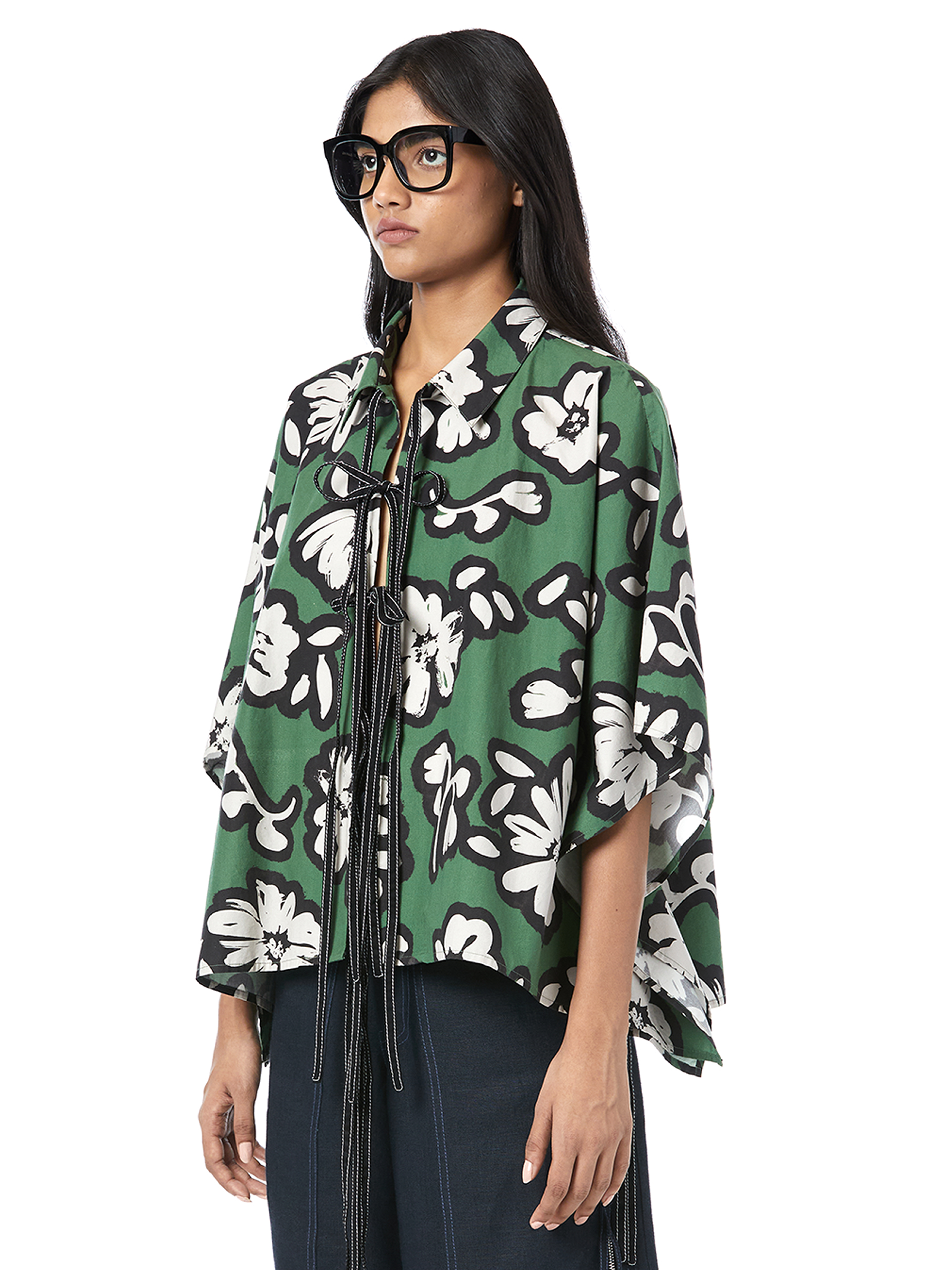 TIE-UP CROPPED KAFTAN SHIRT