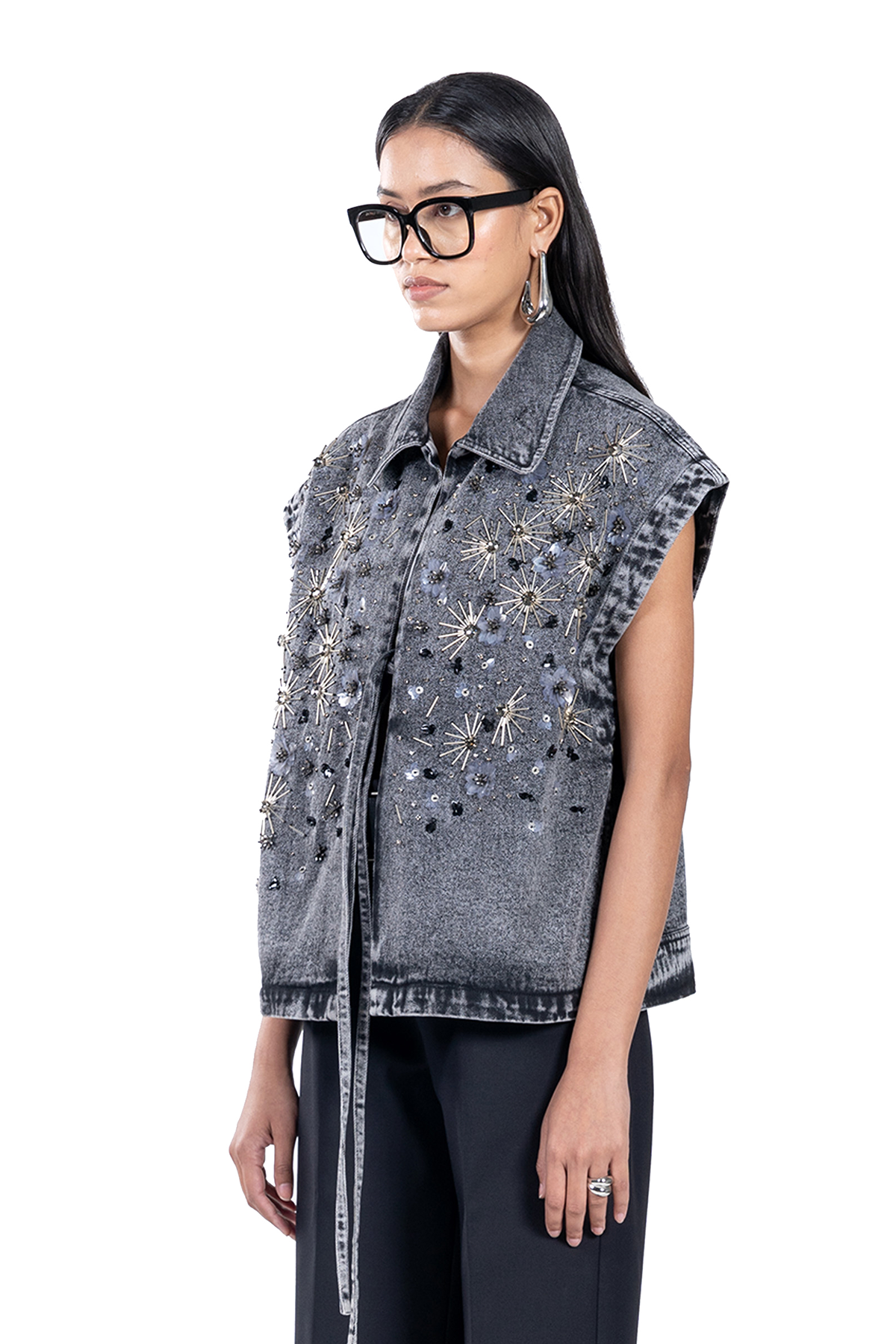 HANDCRAFTED CRYSTAL TIE-UP VEST