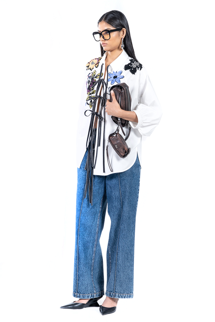 HANDCRAFTED MULTI-FLORAL TIE-UP SHIRT – Dhruv Kapoor