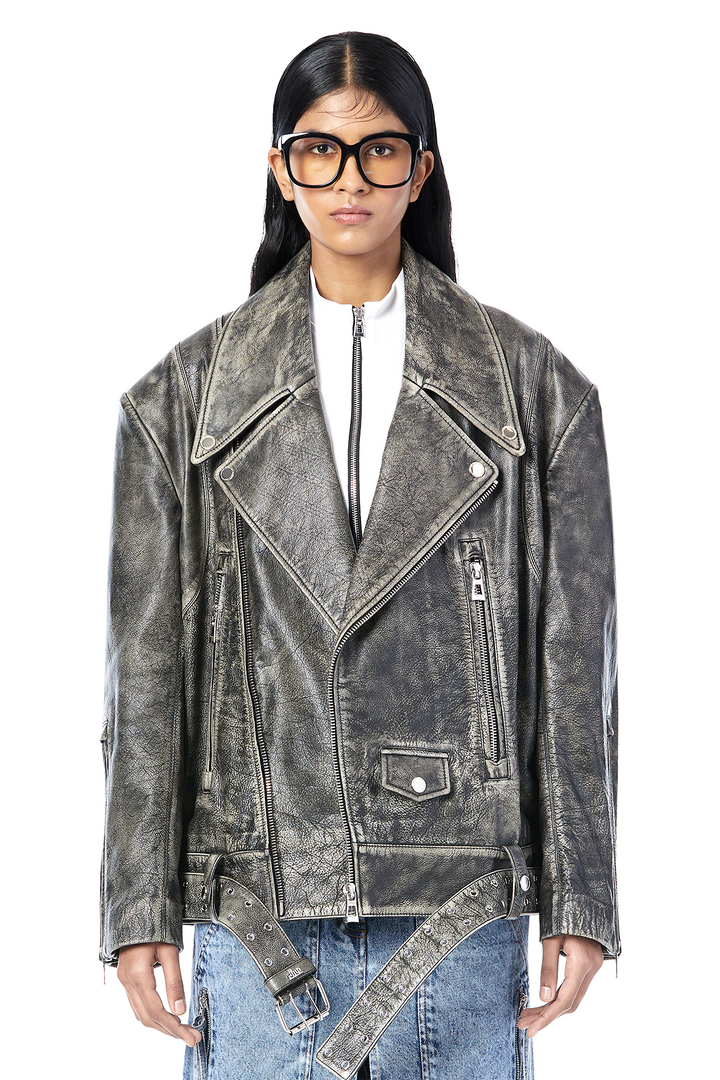 Washed Leather Biker Jacket – Dhruv Kapoor