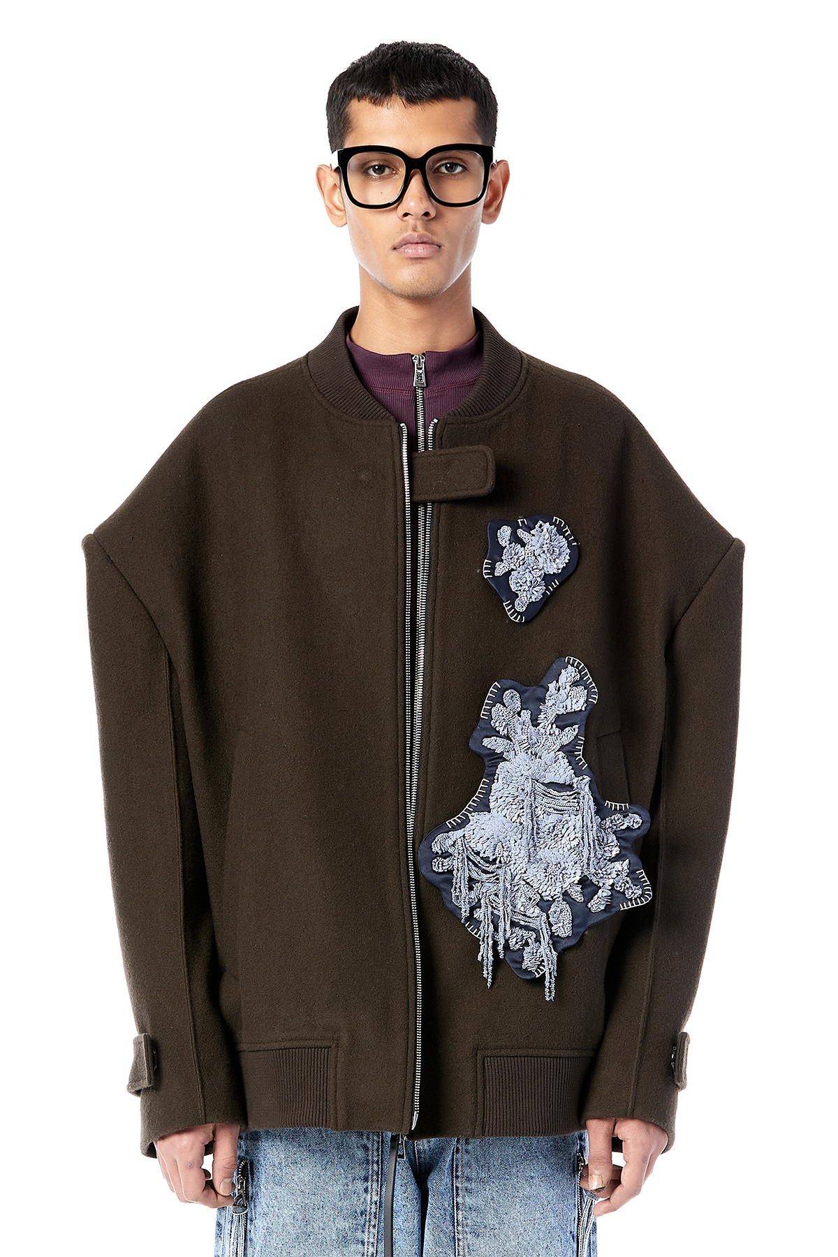 Patchwork Felt Bomber Jacket