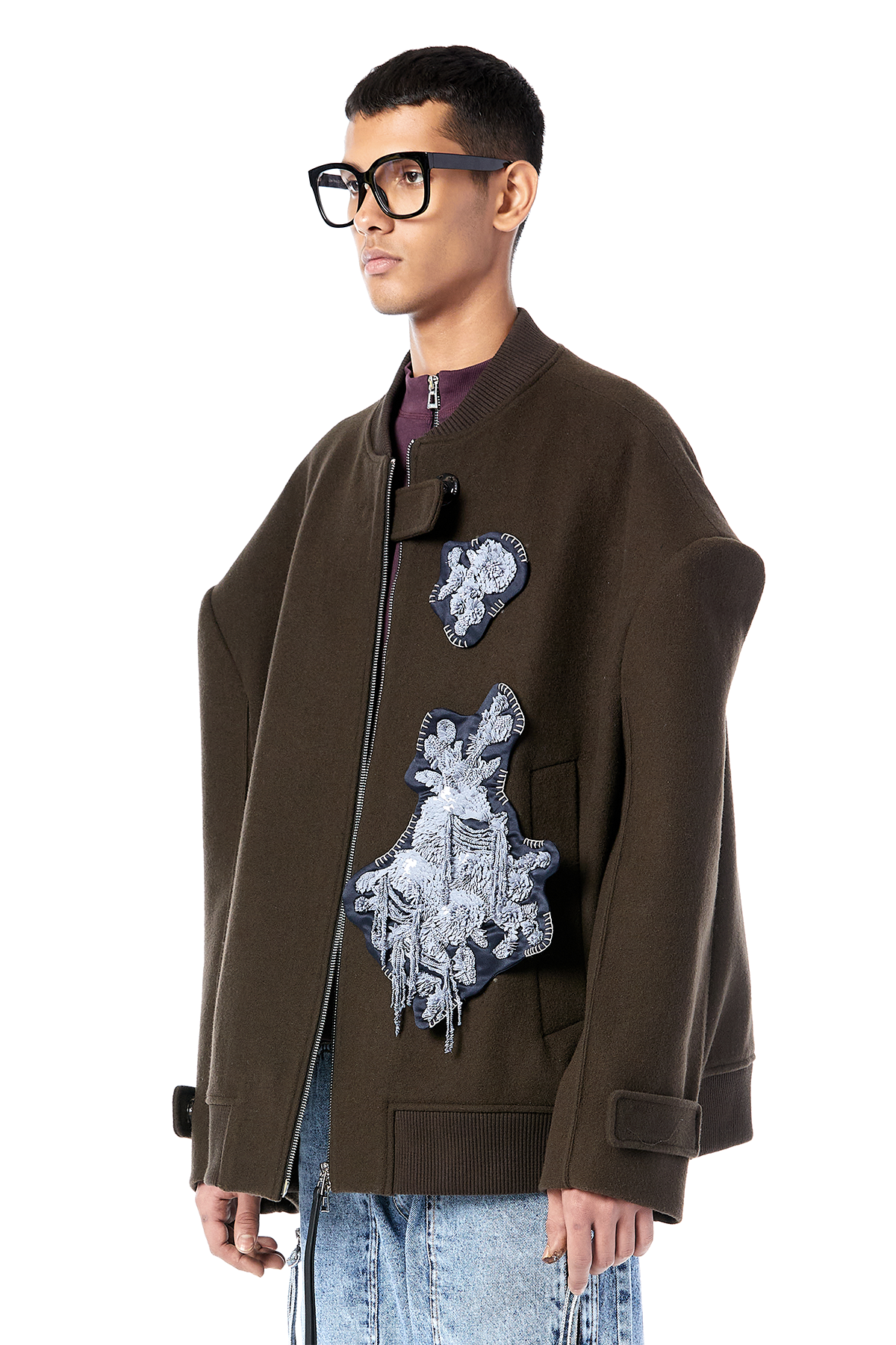 Patchwork Felt Bomber Jacket