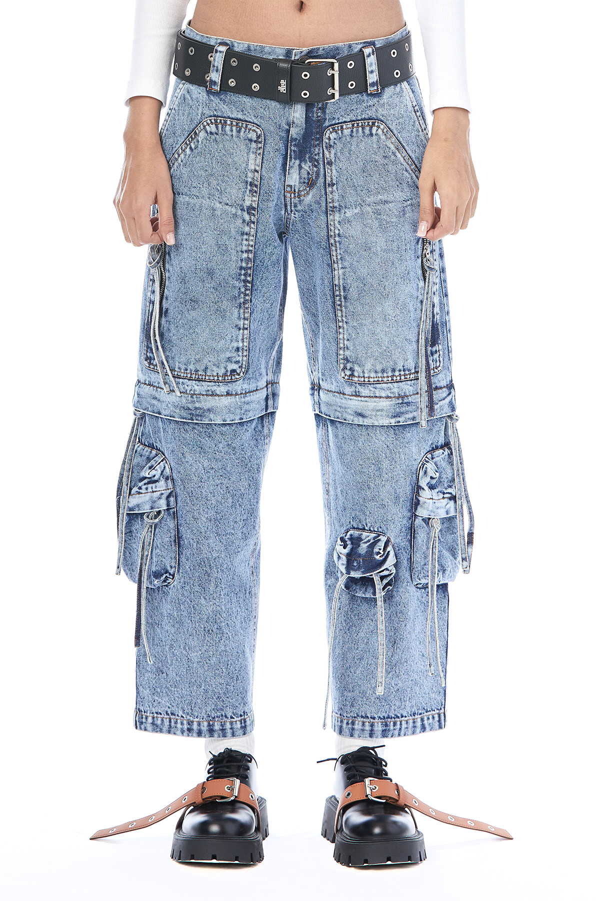 Modular Cropped Cargo Jeans