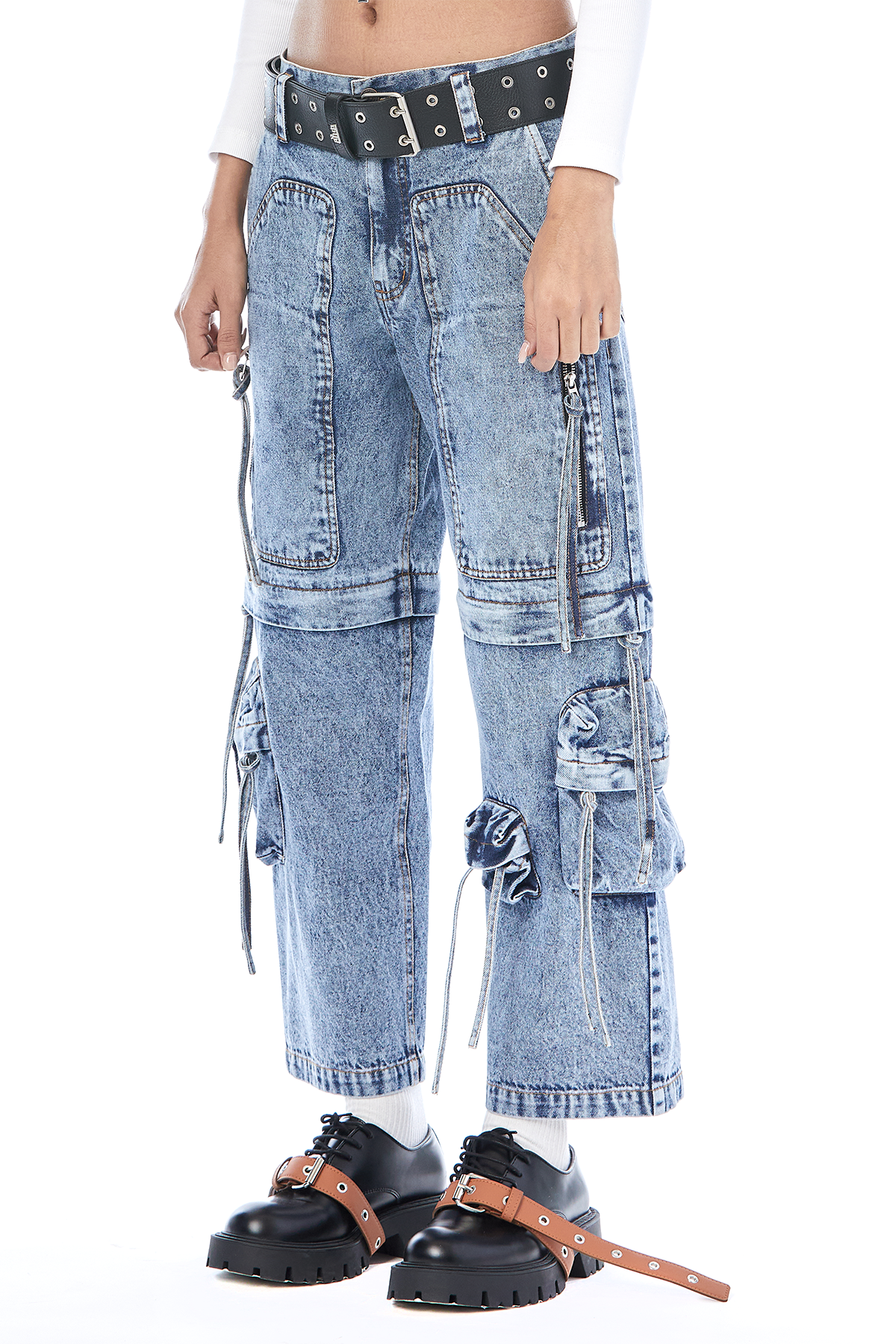 Modular Cropped Cargo Jeans