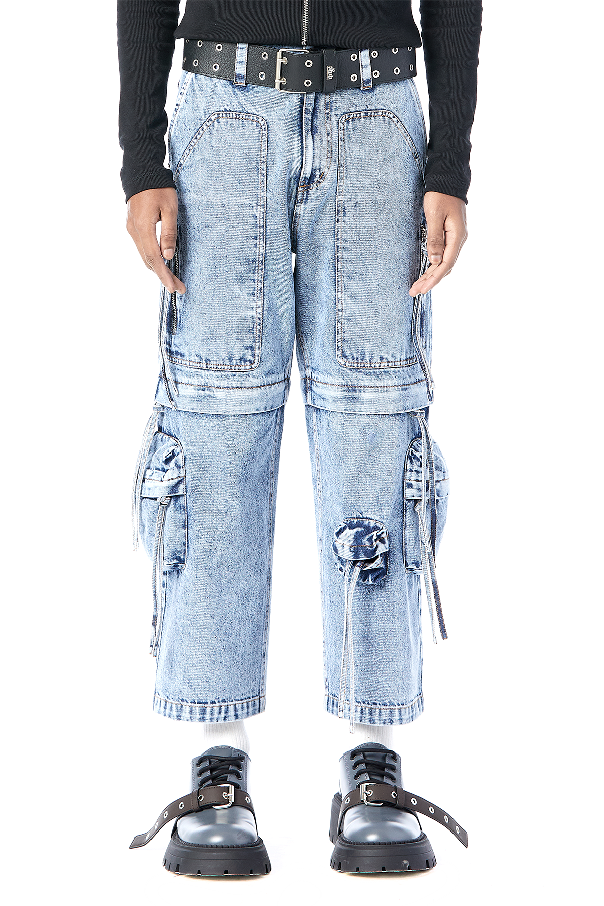Modular Cropped Cargo Jeans