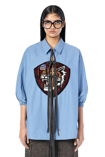 Handcrafted Tie-up Batwing Shirt