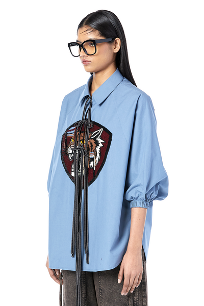 Handcrafted Tie-up Batwing Shirt