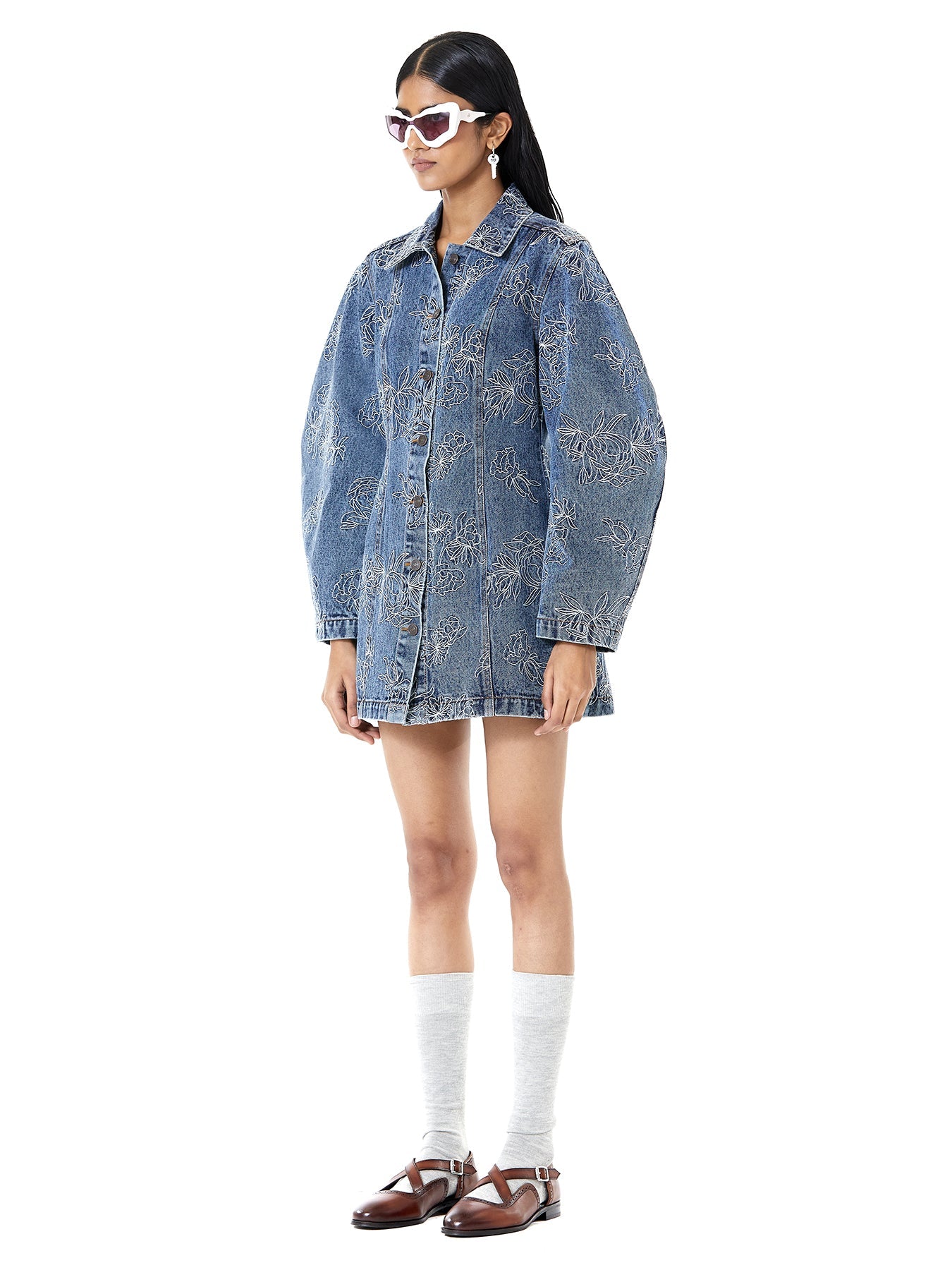 Thread Work Denim Mini Dress