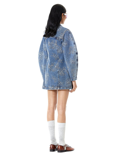 Thread Work Denim Mini Dress