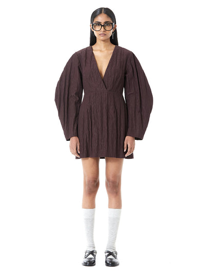Crushed Balloon Sleeve Dress