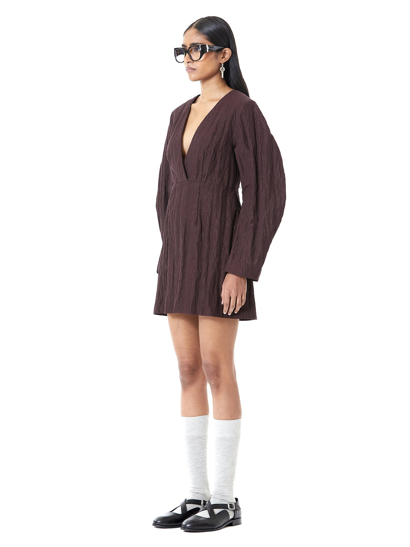 Crushed Balloon Sleeve Dress