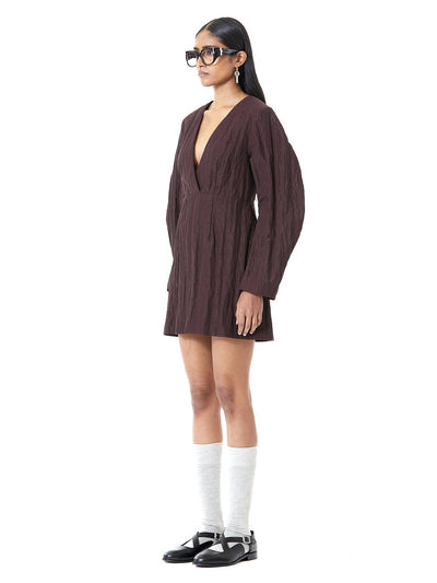 Crushed Balloon Sleeve Dress