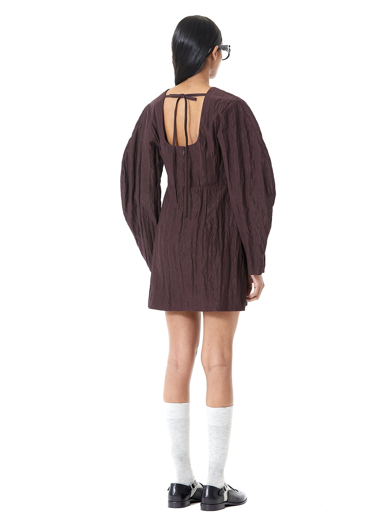 Crushed Balloon Sleeve Dress