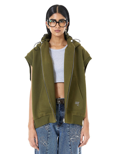 Brushed Fleece Hoodie Vest