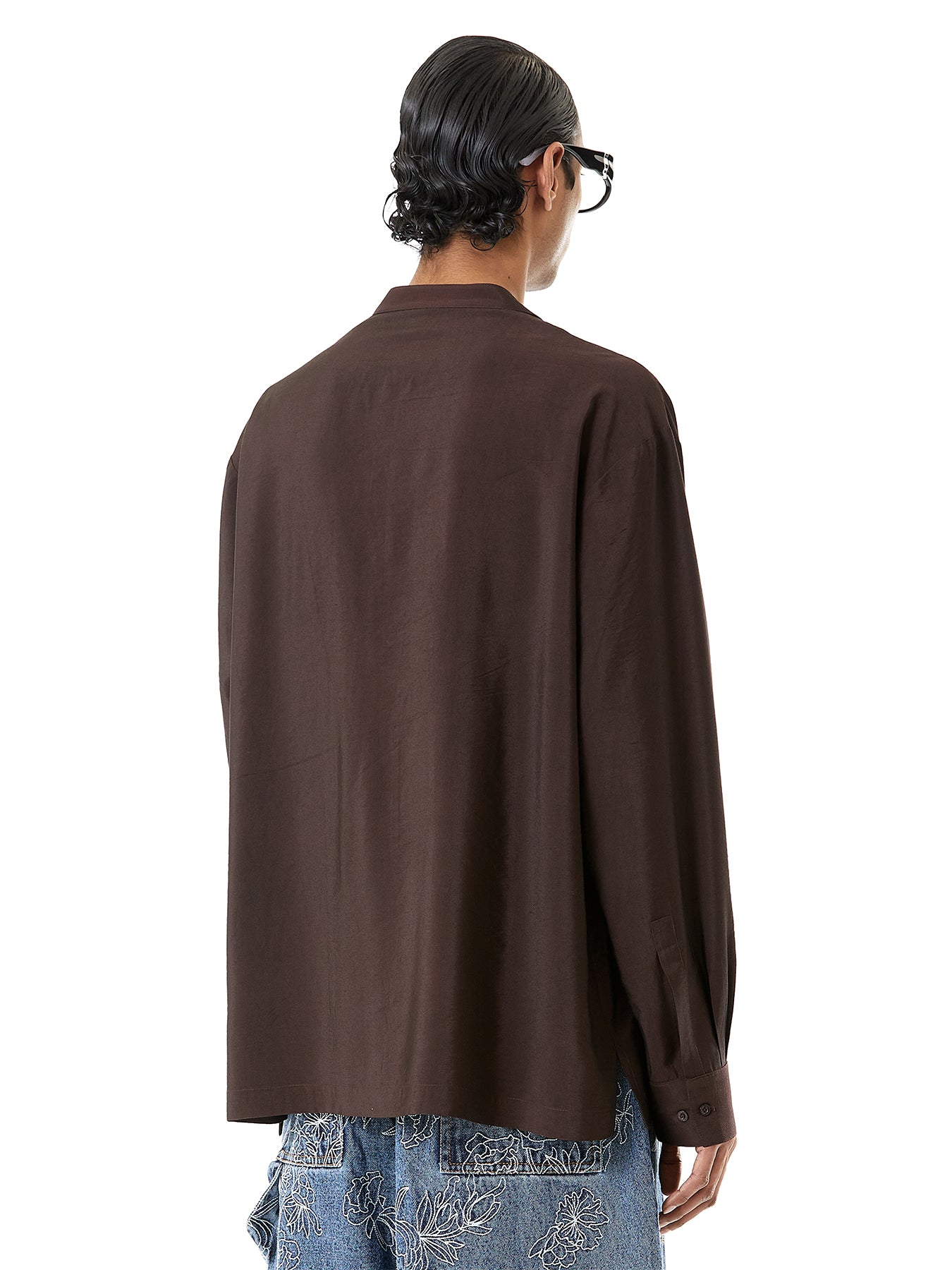 Deconstructed Mandarin Satin Shirt
