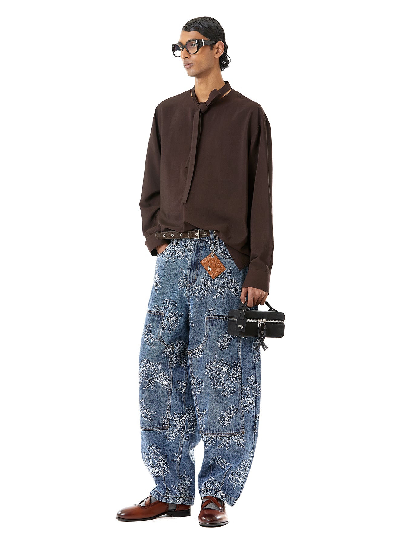 Deconstructed Mandarin Satin Shirt