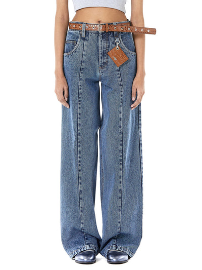 Half & Half Wide Leg Split Jeans