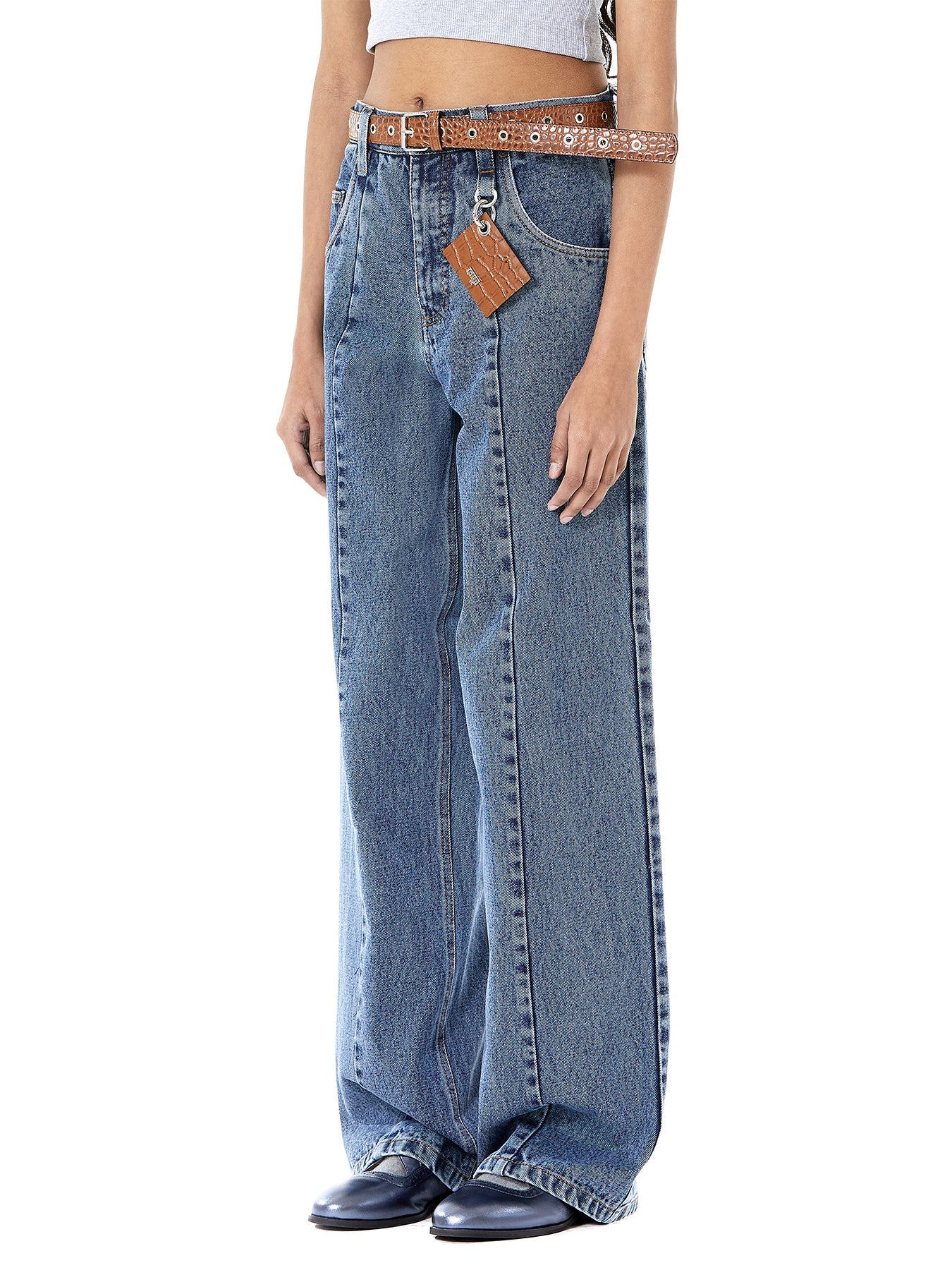 Half & Half Wide Leg Split Jeans