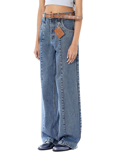 Half & Half Wide Leg Split Jeans