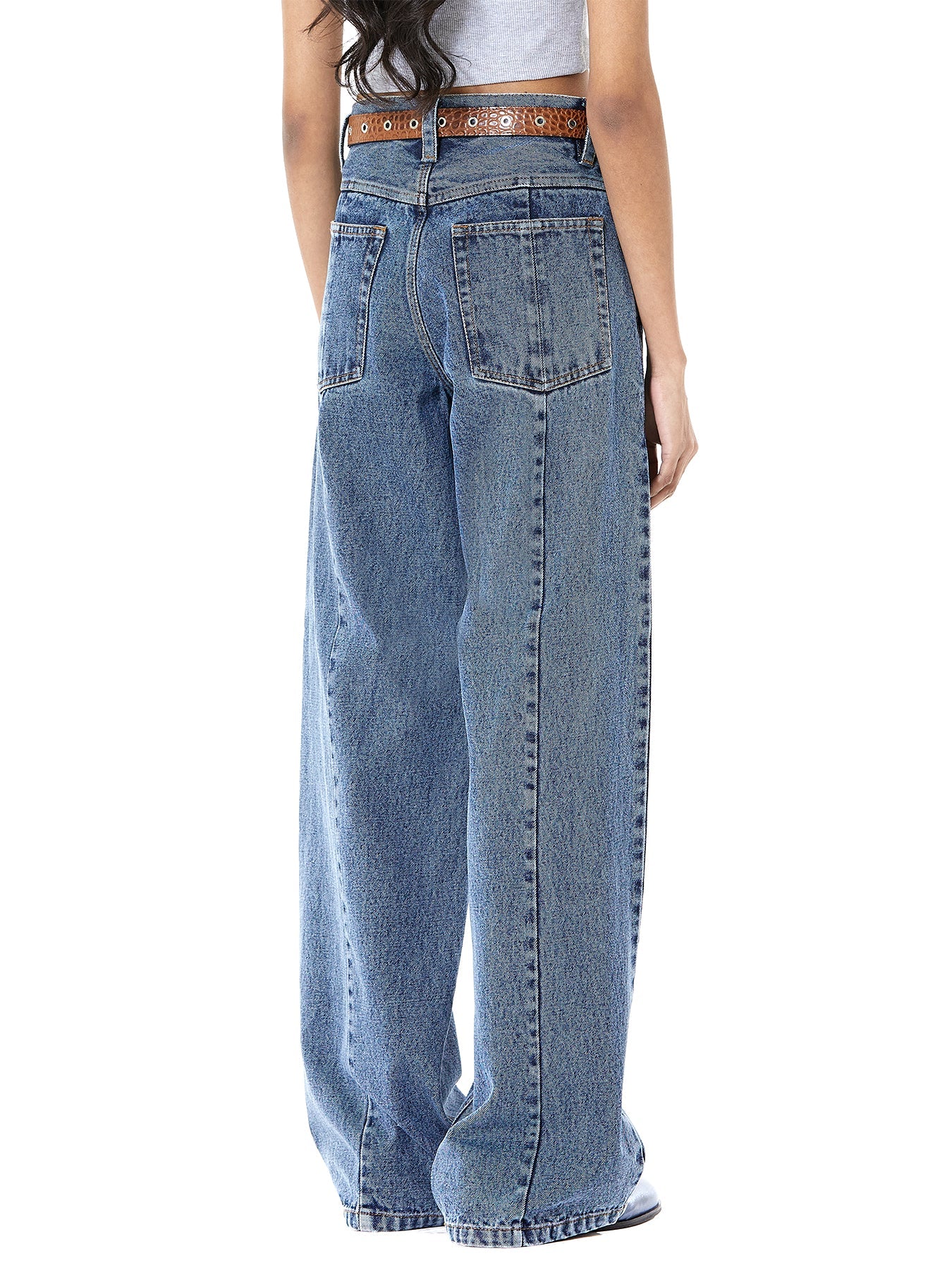 Half & Half Wide Leg Split Jeans