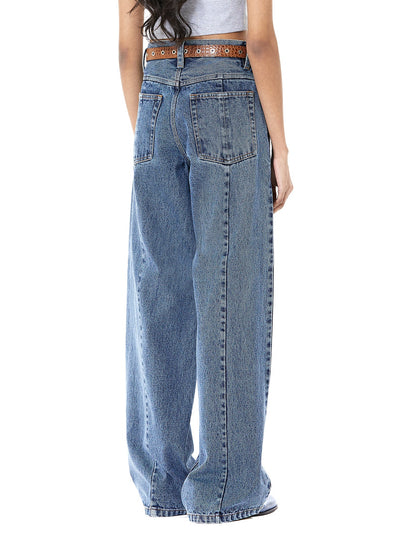 Half & Half Wide Leg Split Jeans