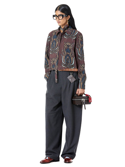 Cropped Mughals Satin Shirt