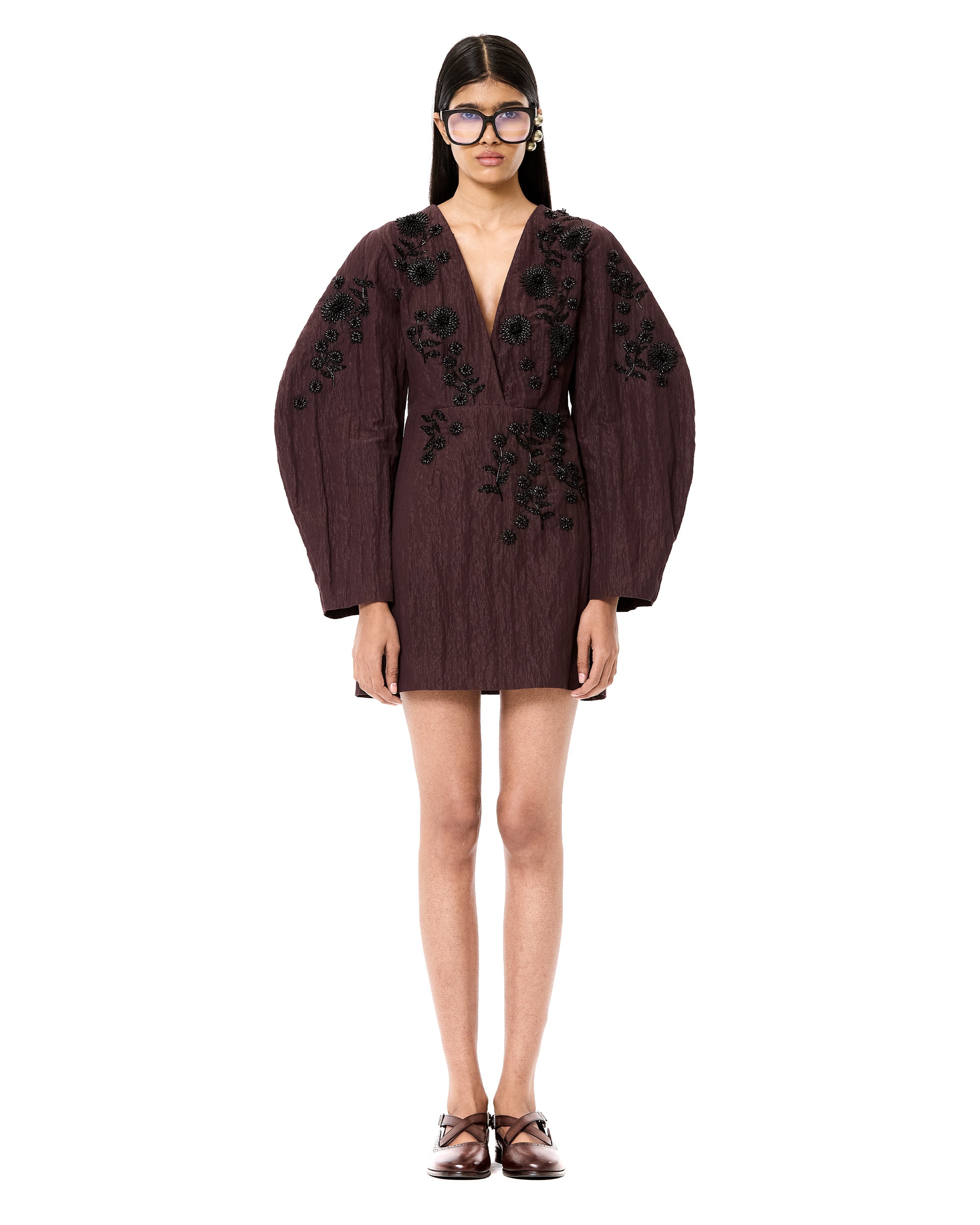 Handcrafted Crushed Balloon Sleeve Dress