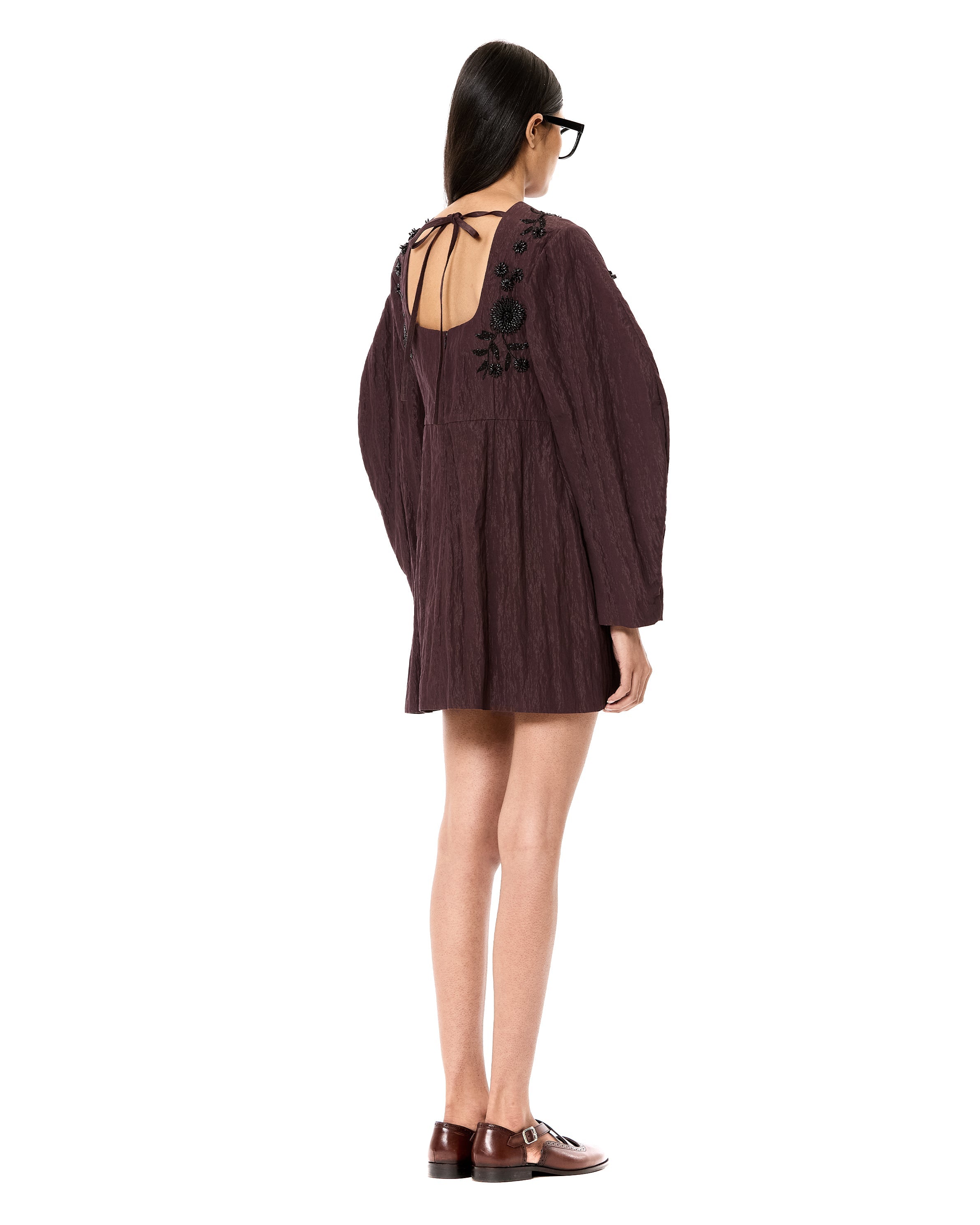 Handcrafted Crushed Balloon Sleeve Dress