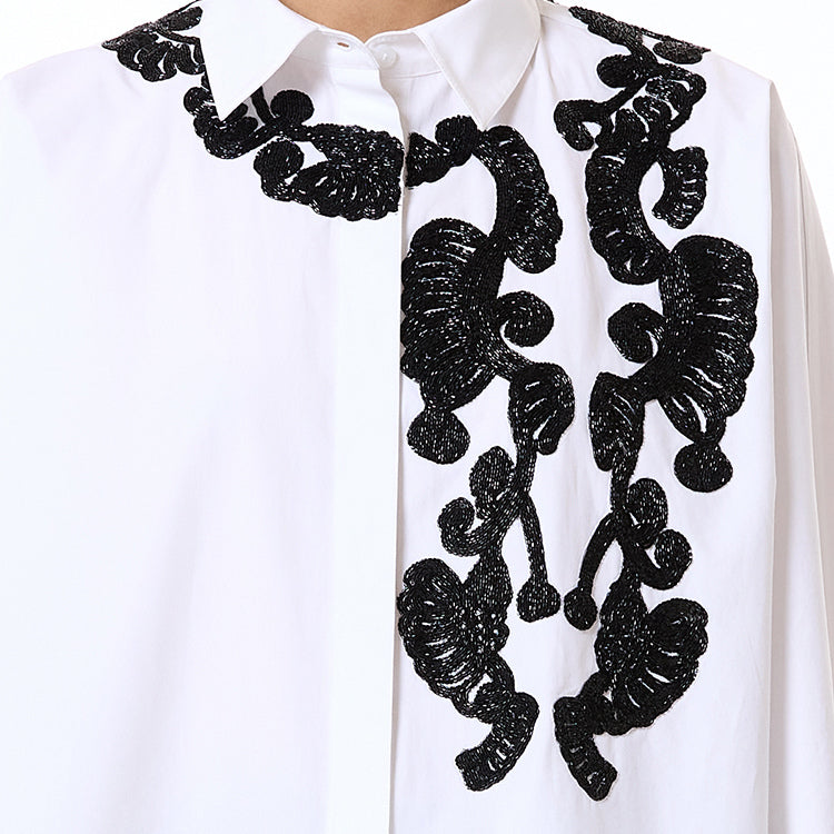 Handcrafted yoke batwing shirt