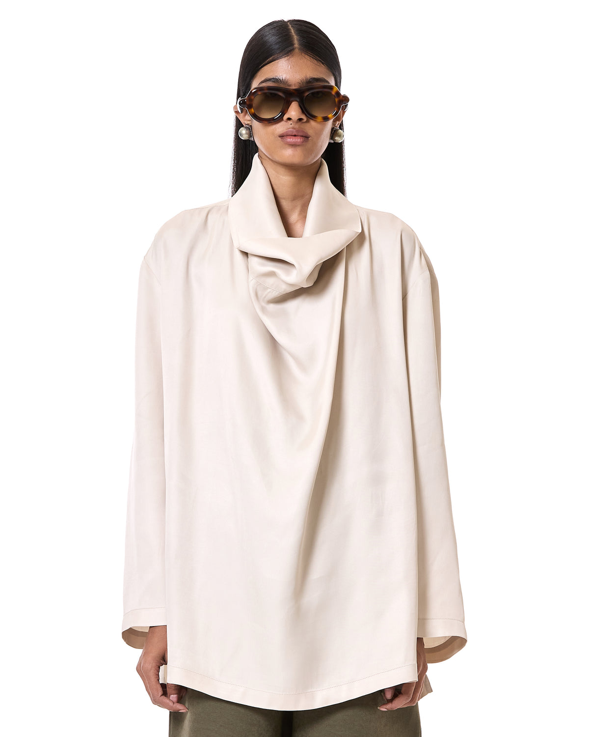 Satin Cowl Shirt