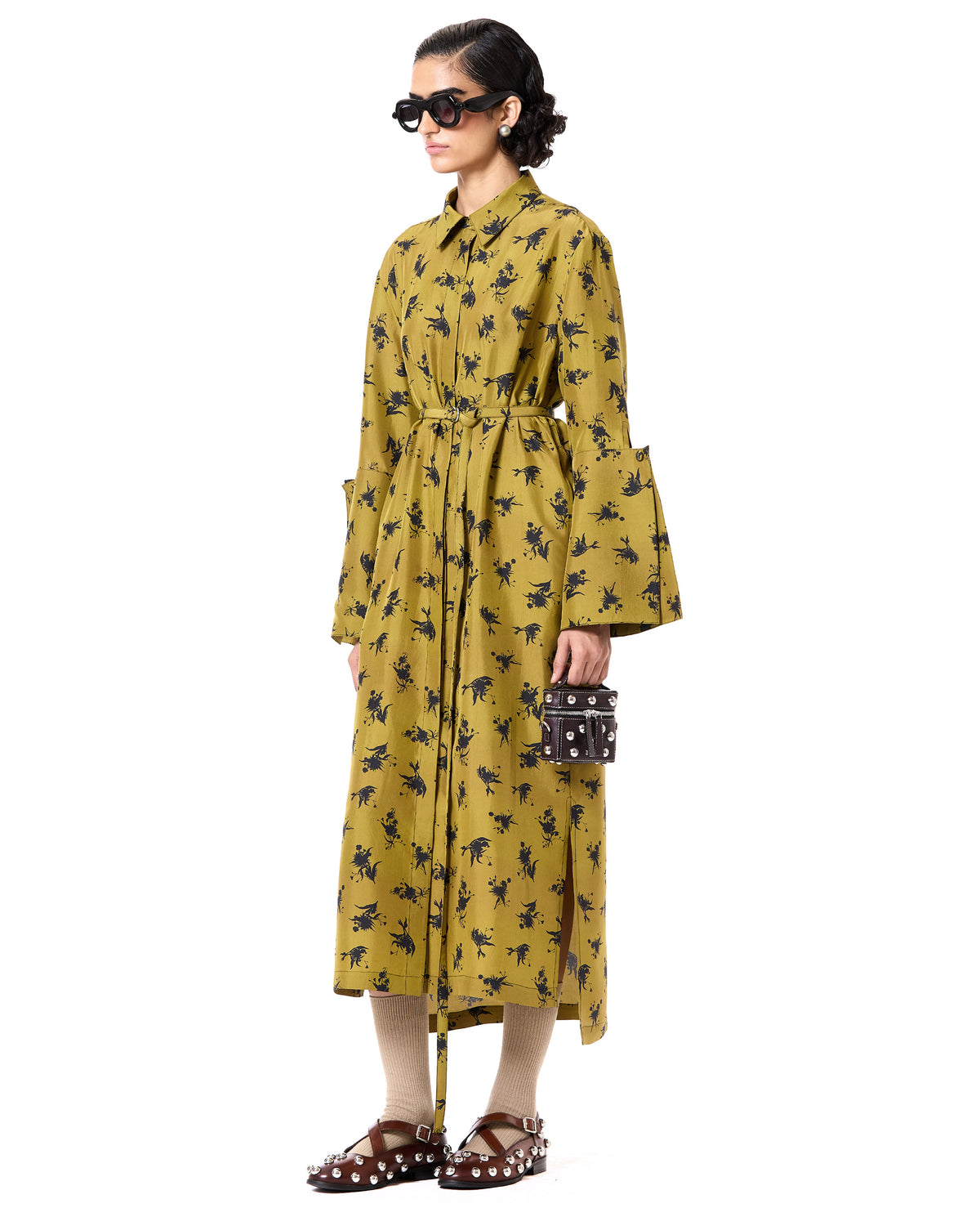 Belted Silk Shirt Dress