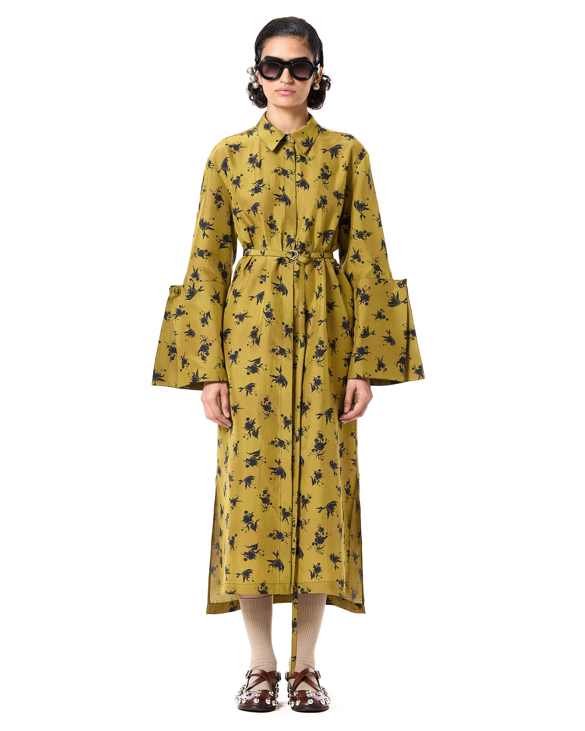 Belted Silk Shirt Dress