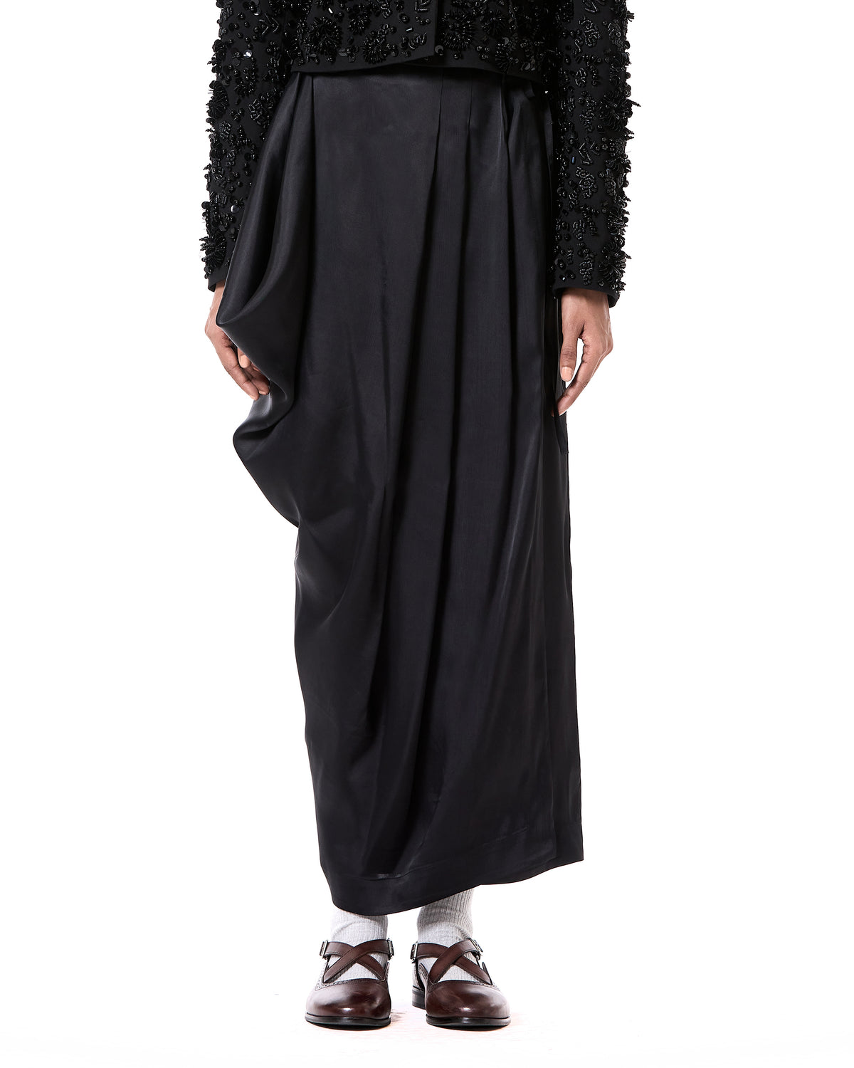 Asymmetric Satin Wrap Skirt