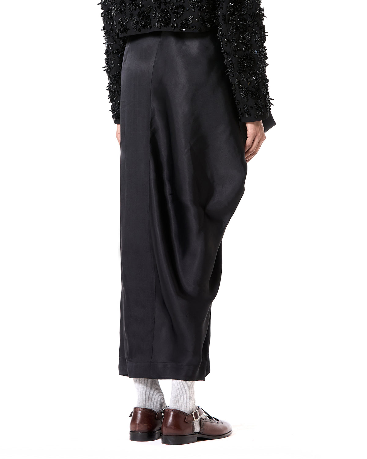 Asymmetric Satin Wrap Skirt