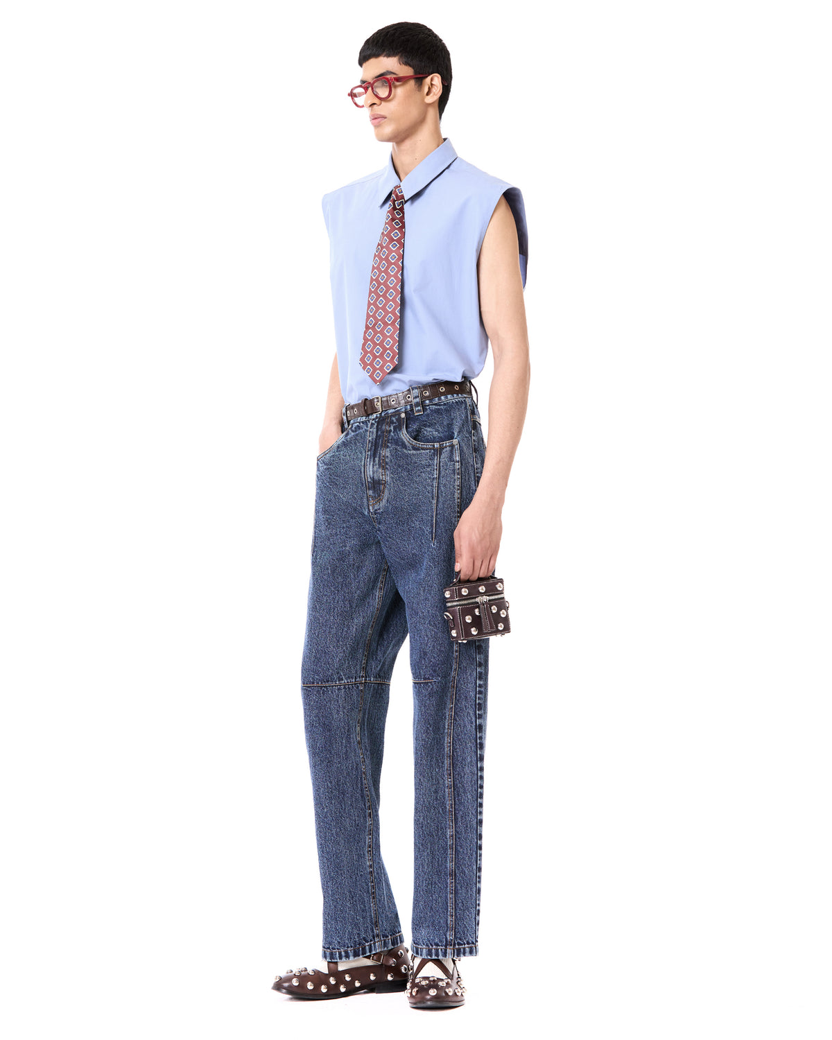 Paneled Slim Leg Jeans
