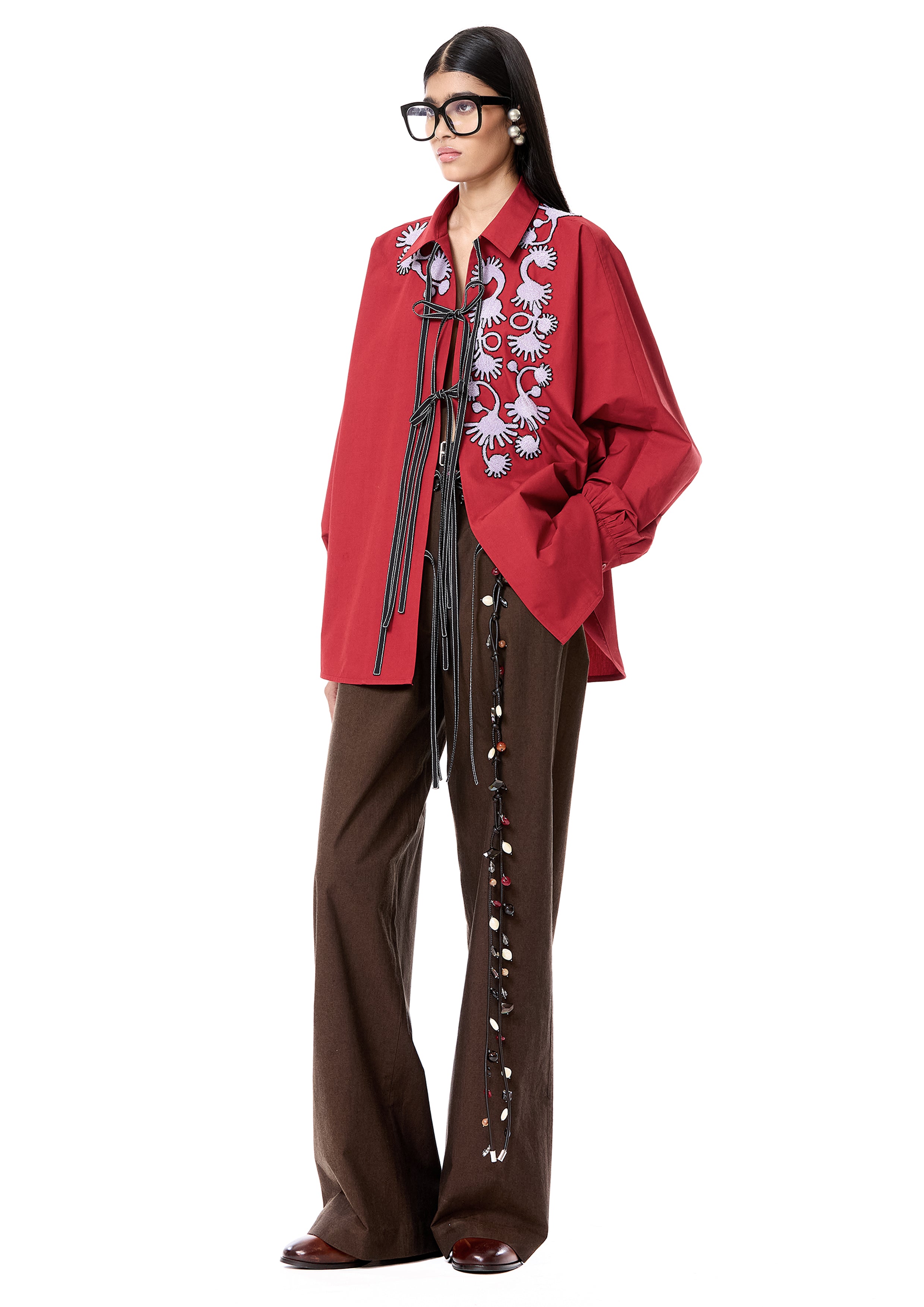 Handcrafted Tie-up Batwing Shirt