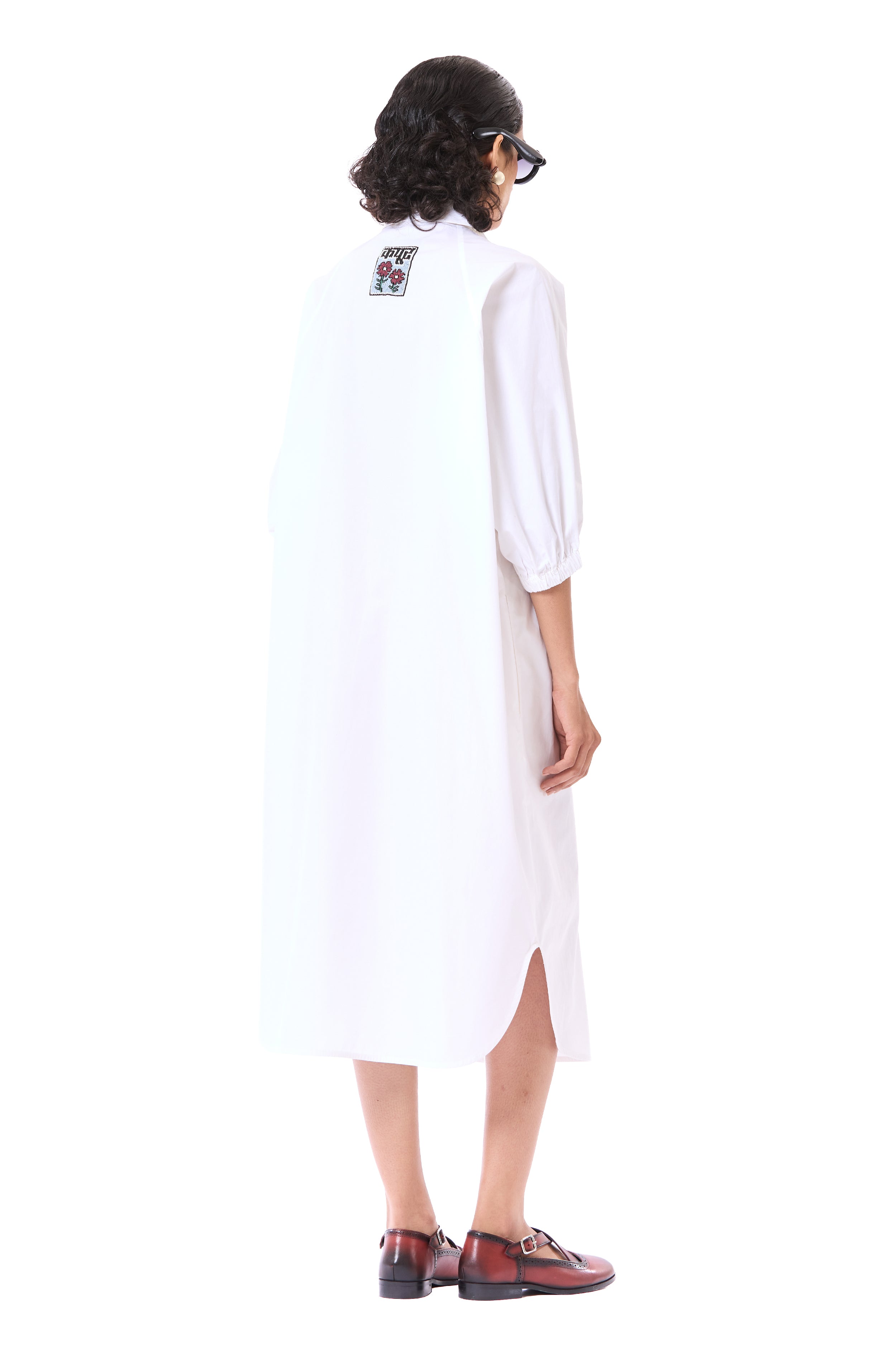 Laced Polo Batwing Shirt Dress
