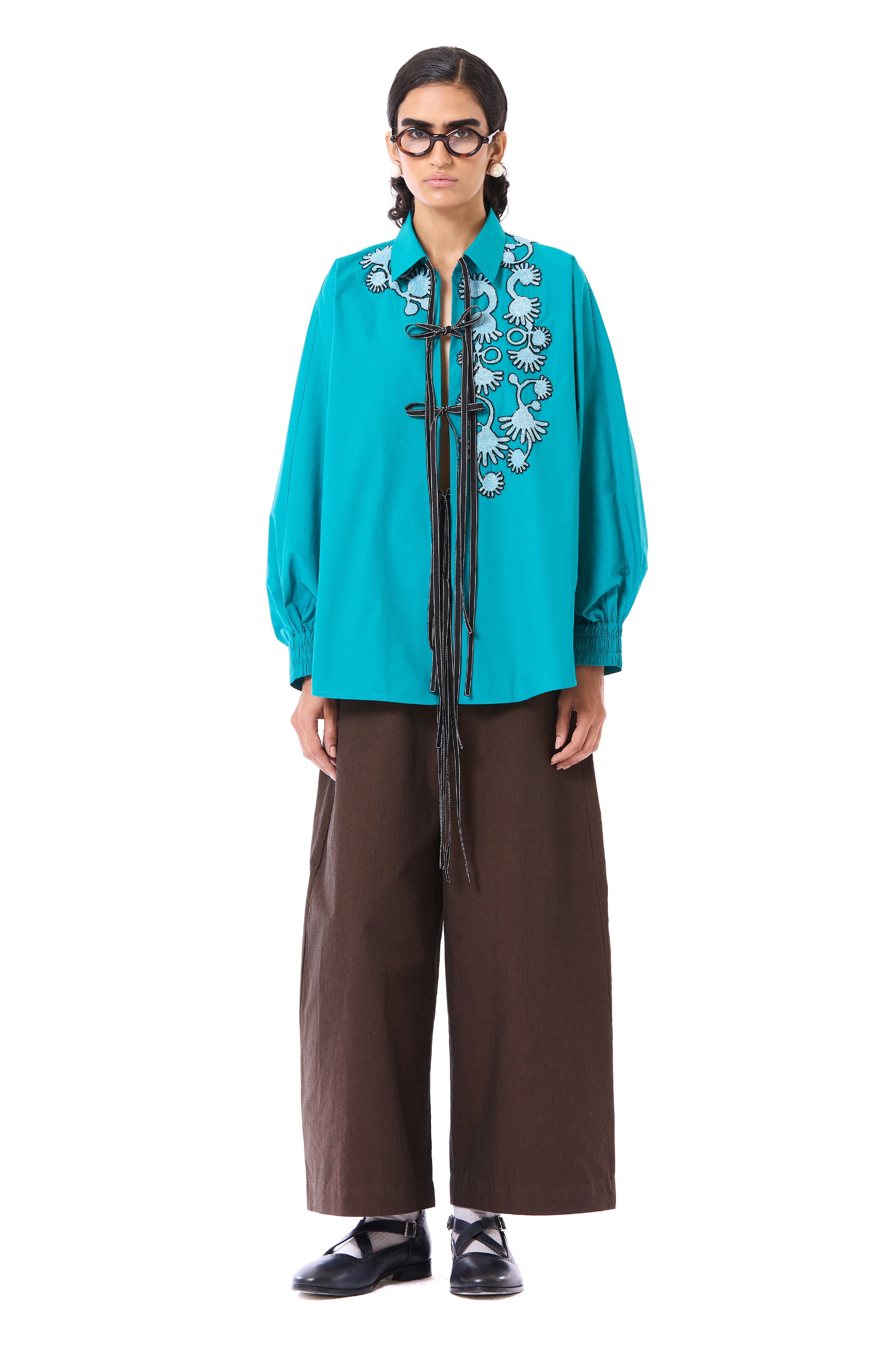 Handcrafted Tie-up Batwing Shirt