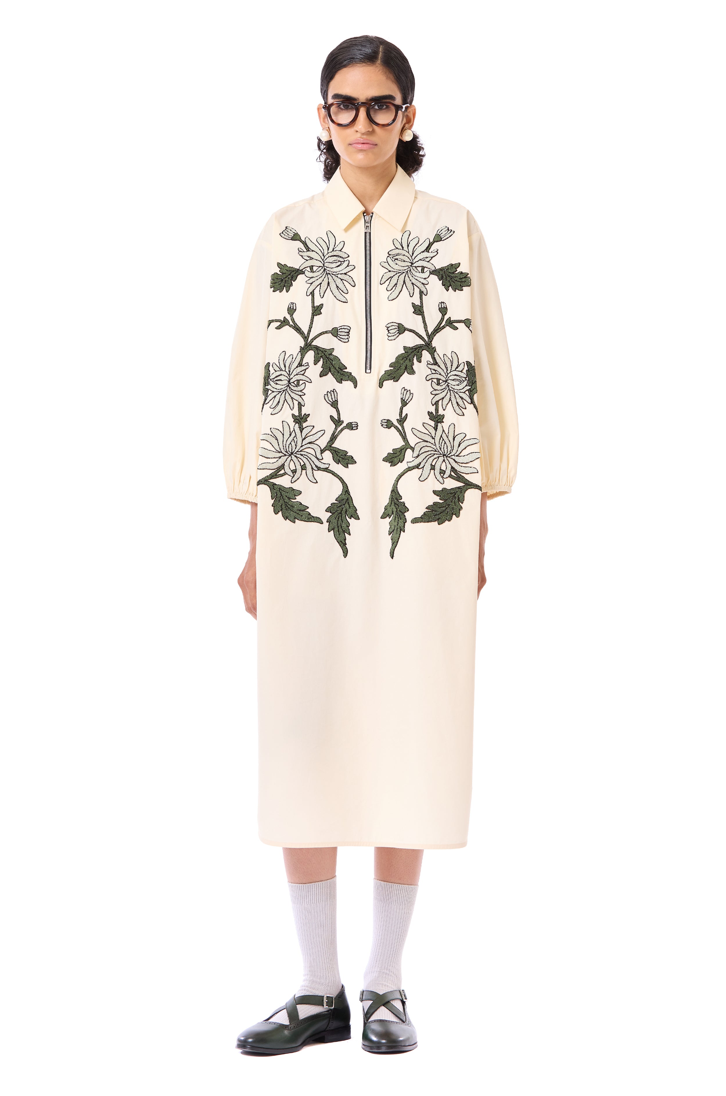 Handcrafted Zip-up Shirt Dress