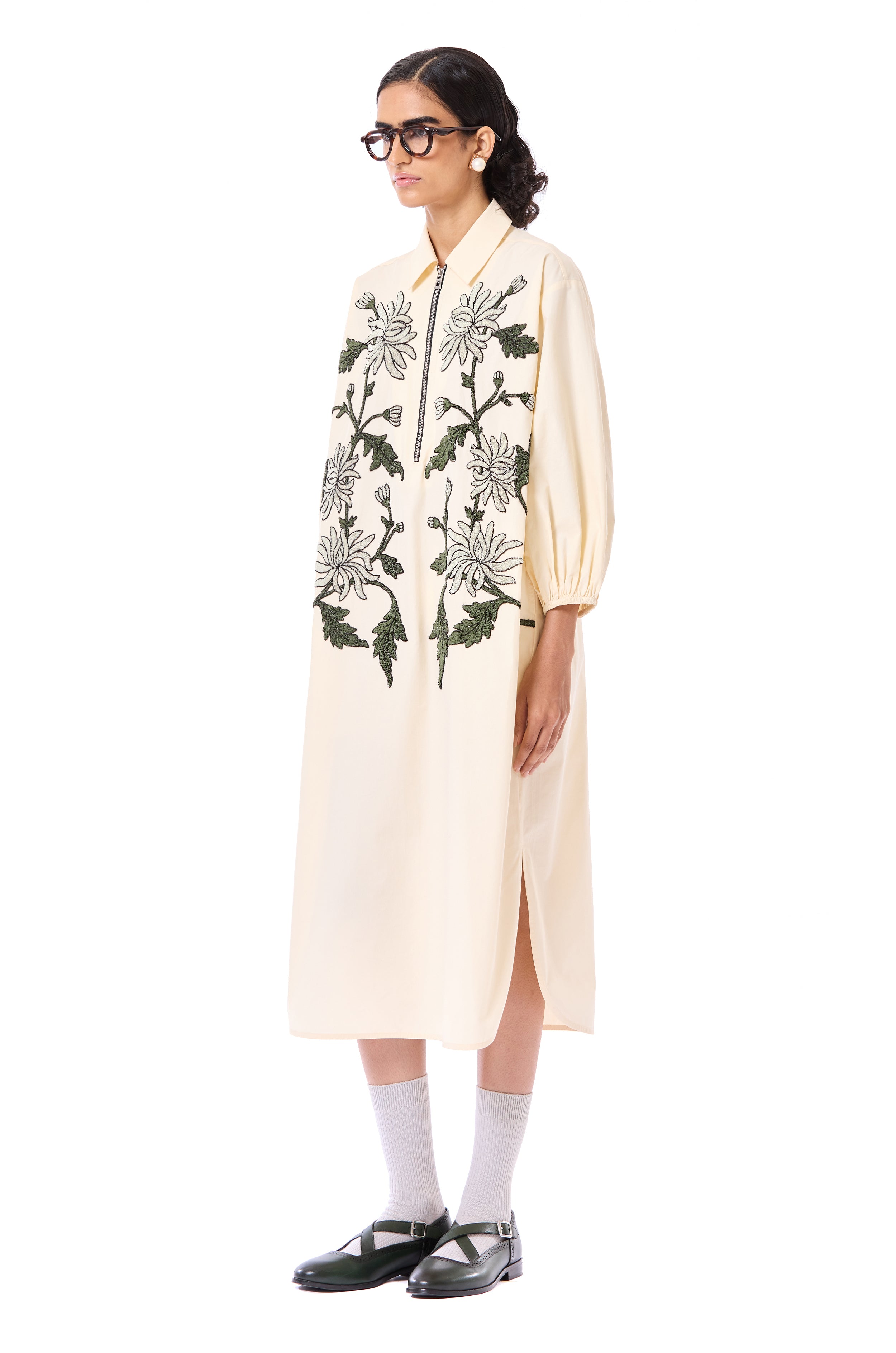 Handcrafted Zip-up Shirt Dress