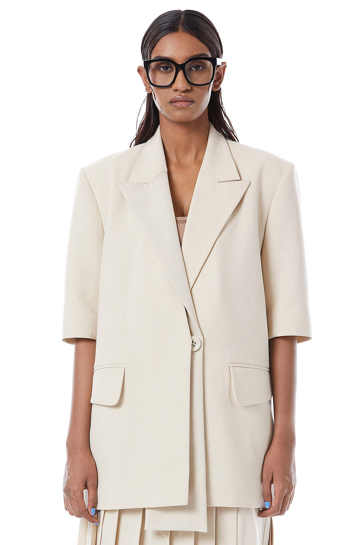 SHORT SLEEVES MIX MEDIA BLAZER